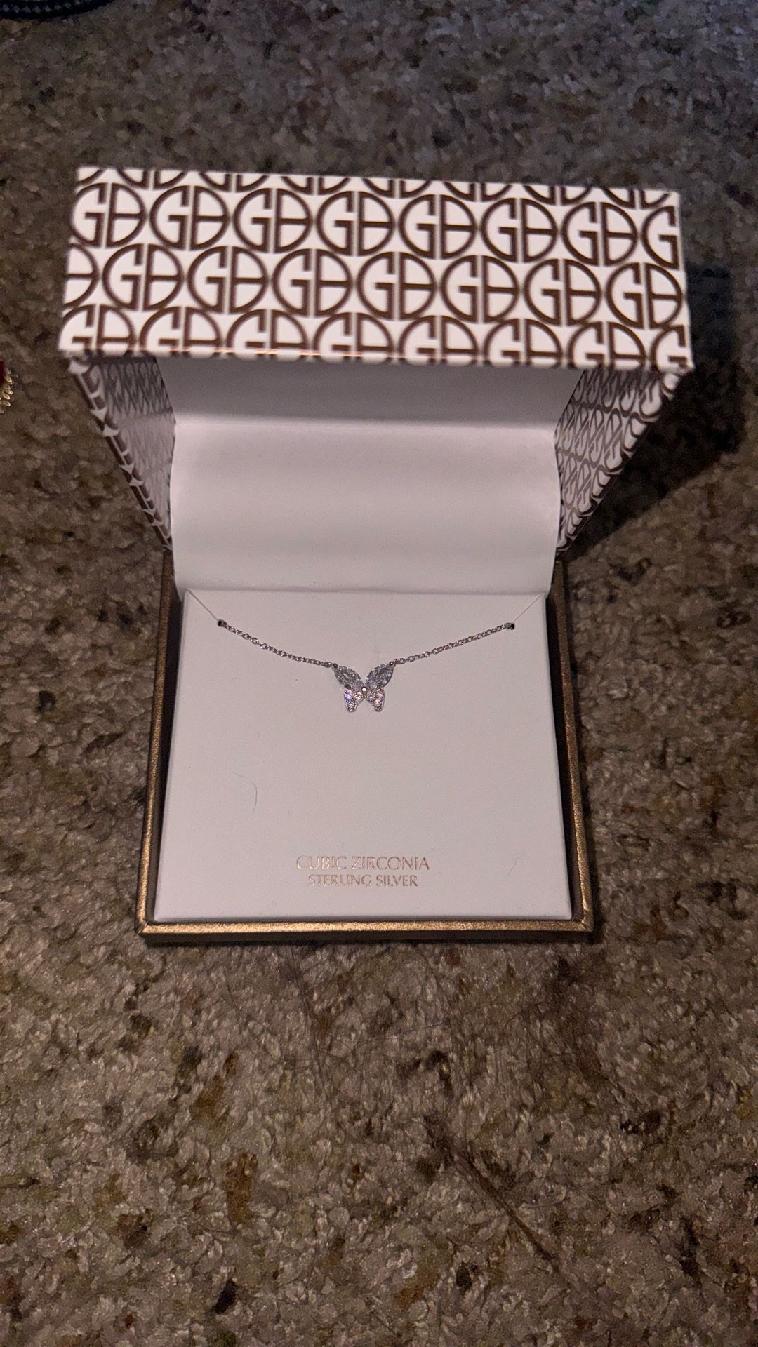 New Sterling Silver Cubic Zirconia Butterfly Necklace