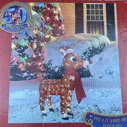 Christmas Holiday Yard Decoration, Rudolph the Red Nose Lighted Reindeer, Yard "Art Sculpture" 36" in Height, Retired, Hard to Find, Brand New in Box!