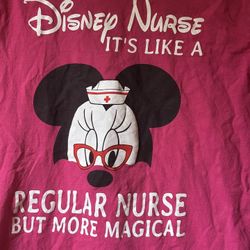 Minnie Mouse Disney Nurse Hot Pink T Shirt Medium