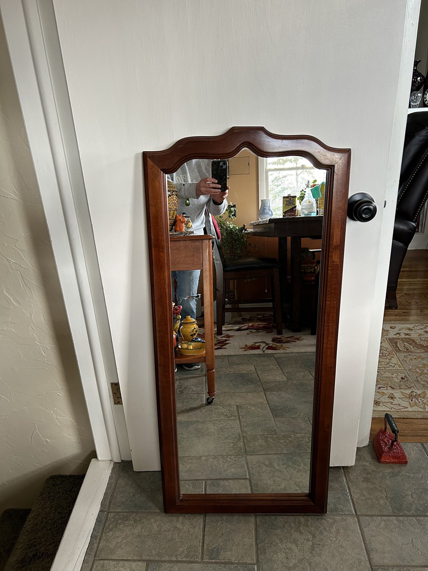 Mid Century Solid Cherry Wood Pulaski Mirror. 