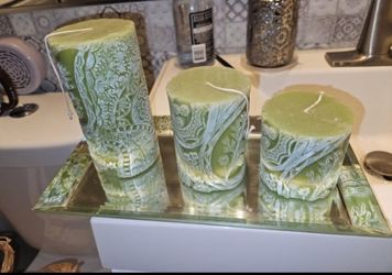 Candles  and mirrored tray