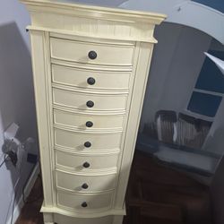 BEST OFFER!!!!!  ANtique  Cream color Wooden Jewelry  Armoire..ñ
