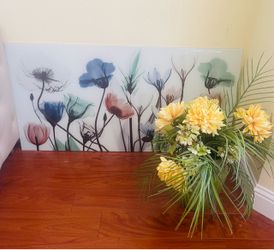 Beautiful glass frame with flower plant