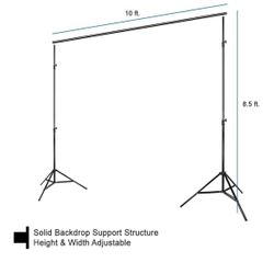 10ft Adjustable Muslin Backdrop Support System Stand including extensions and backdrops (2)