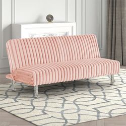 COUCH FUTON SOFA CONVERTS TO BED PINK FABRIC SILLON CAMA