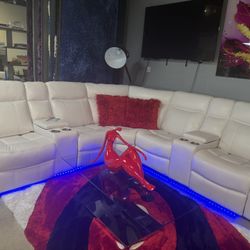 Power Reclining White Sectional With Led Lights Only $1599 Also Cones In Black And Grey 