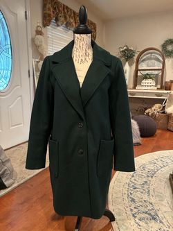 Dark Green Wool-Blend Coat