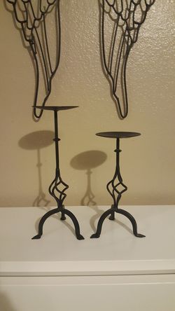 Metal home decor candle holders 2 pc set