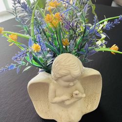 Beautiful Angel Planter with Floral Arrangement for you or a Perfect Gift for Mothers Day 