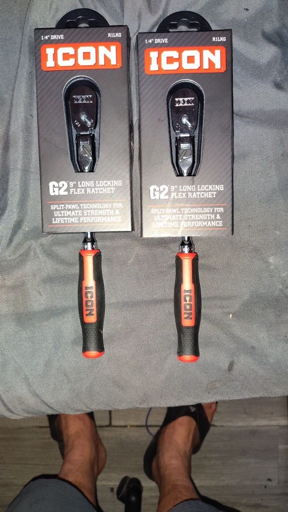 Icon G2 9" Long Locking Flex Ratchets 1/4" Drive