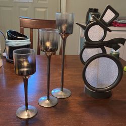 Christmas Yankee Candle holders “Stem Holiday glow” And “Multi Snowman”