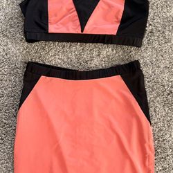 Dark Peach & Black 2 Piece Skirt