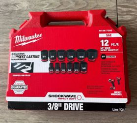 Milwaukee 49-66-7005 SHOCKWAVE 3/8" Drive SAE Impact Socket Set 12-Piece New