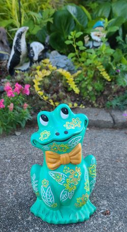 Cute Vintage Ceramic Frog Garden Statue