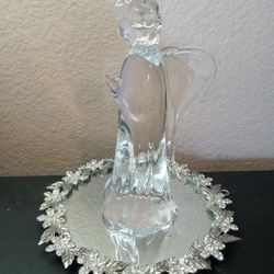 EXQUISITE Signed Konstglas Ronneby Sweden 8" Crystal Cherub Angel Figurine

