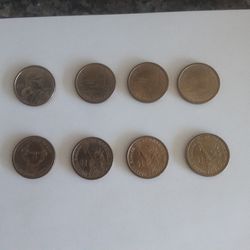 8 Coins 3 Are Martin Van Buren 1 is George Washington  4 Are Sacjuia 
