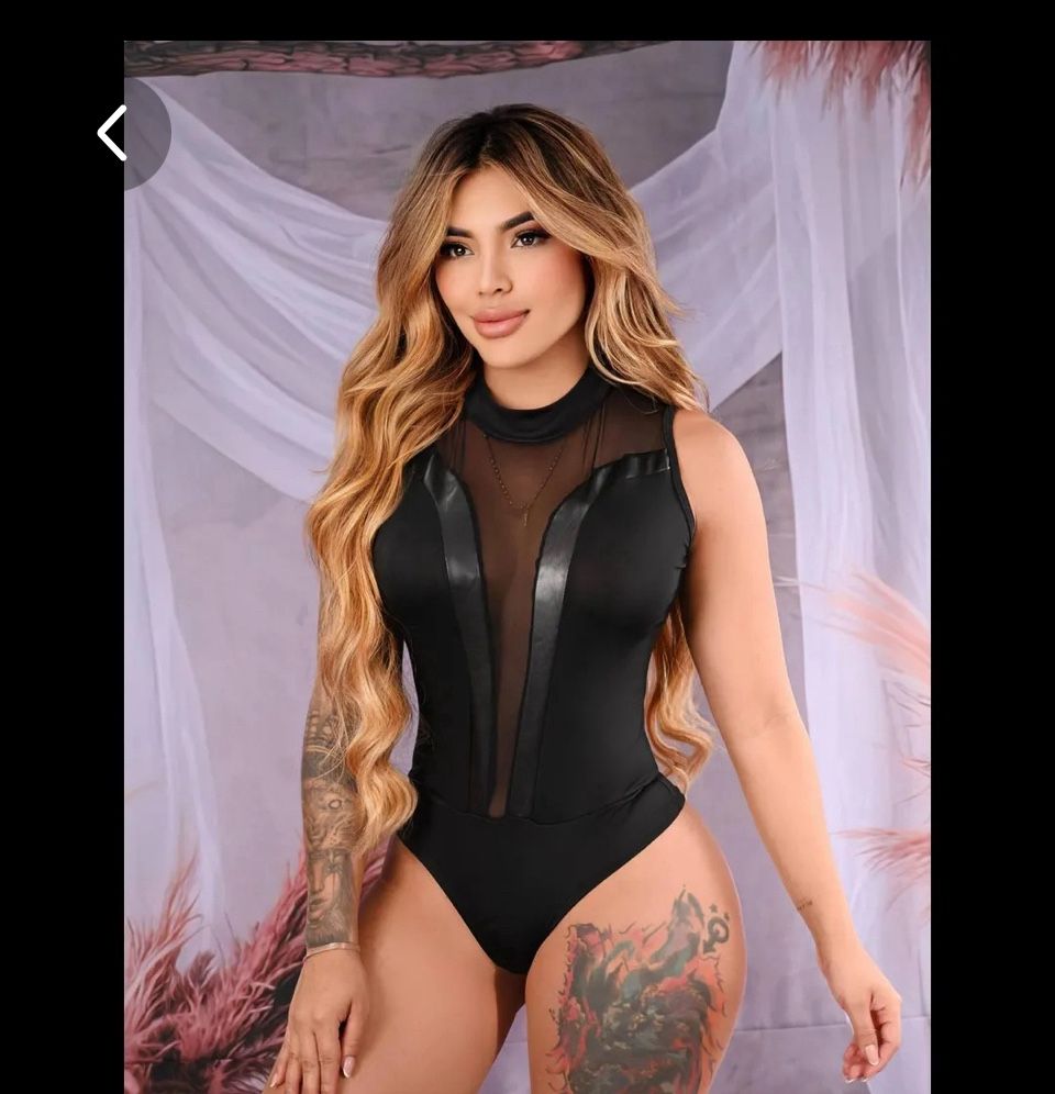 SEXY COLOMBIAN BODYSUIT IN VEIL AND SPANDEX FABRIC ONE SIZE