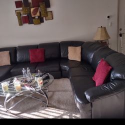 Black Leather Sectional