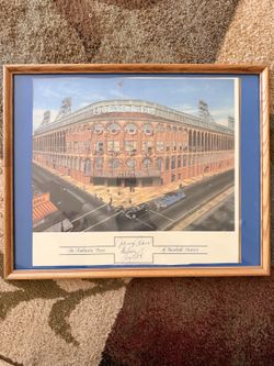 Signed 1955 Brooklyn Dodgers Ebbets Field Print - Framed w/ COA