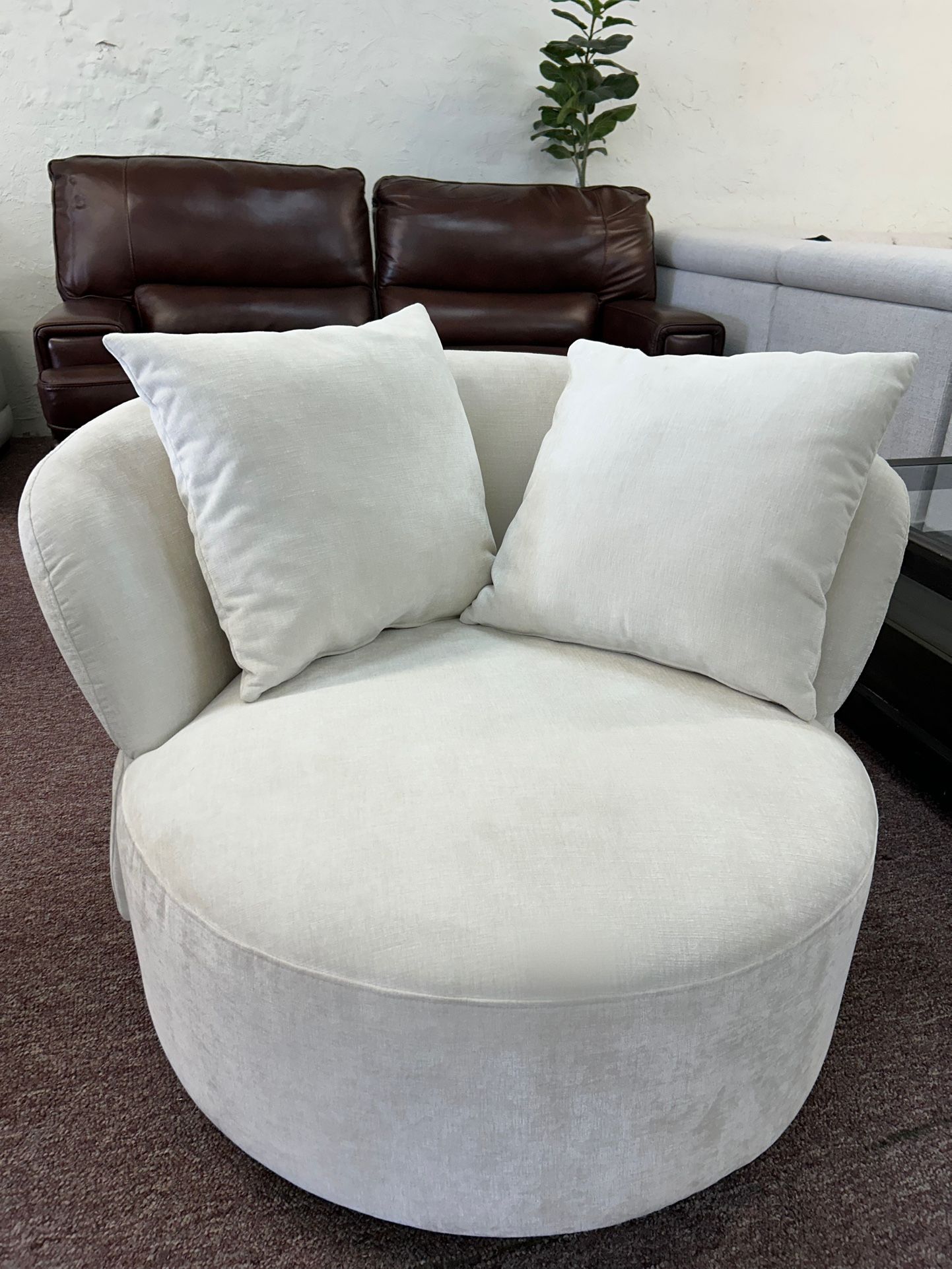Furniture- Fabric Oversized Swivel Chair- Ordesh
