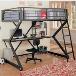 FULL WORKSTATION LOFT BED BLACK MATTRES SOLD SEPARATELY NEW IN BOX