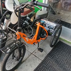 Qlife Electric Tricycle for Adults, Peak 750W Brushless Motor Folding Trike Ebike, Step-Thru 3 Wheel Electric Bicycle, Up to 50 MilesOrange