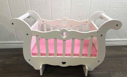 Melissa and Doug White Wooden Baby Doll Stroller