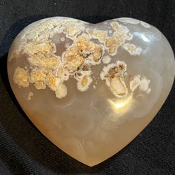 Flower agate Crystal Heart
