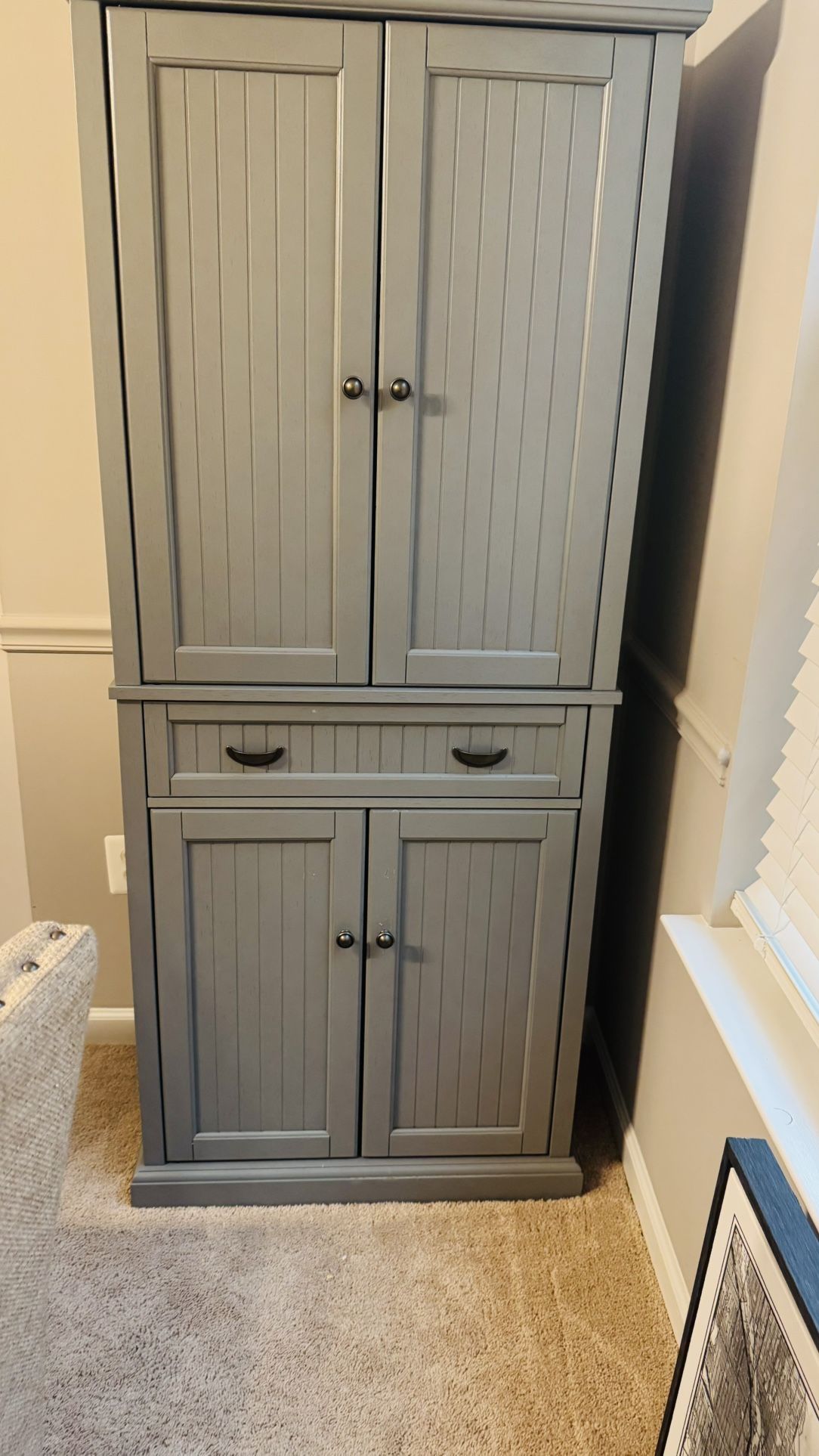 Tall Gray Storage Cabinet