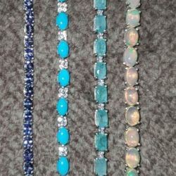 Real Gems .925 Silver Bracelets 300 Each.