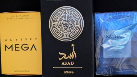 Men's Cologne Fragrance Lot Lattafa Asad, Armaf Odyssey Mega, Rayhaan Fresh Wave