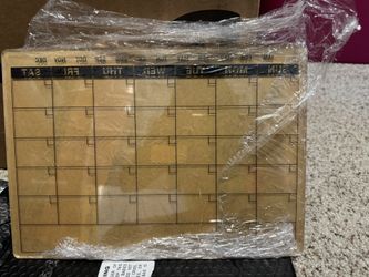 Acrylic Monthly Calendar With Wooden Base. Includes Dry Erase Pens And Eraser