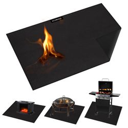 60 x 40 inch Under Grill Mats for Outdoor Grill, 4 Layers Upgrade Double-Sided Fireproof Deck Patio Protector Mat, BBQ Mat for Under BBQ, Oil-Proof Wa