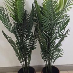 *** NEW LOW PRICE *** PAIR of 64" Faux Areca Palms in 12" Maroon Resin Planters @ Lasting Creations