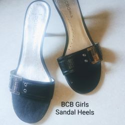 BCB. girls Black Buckle Sandal Heels