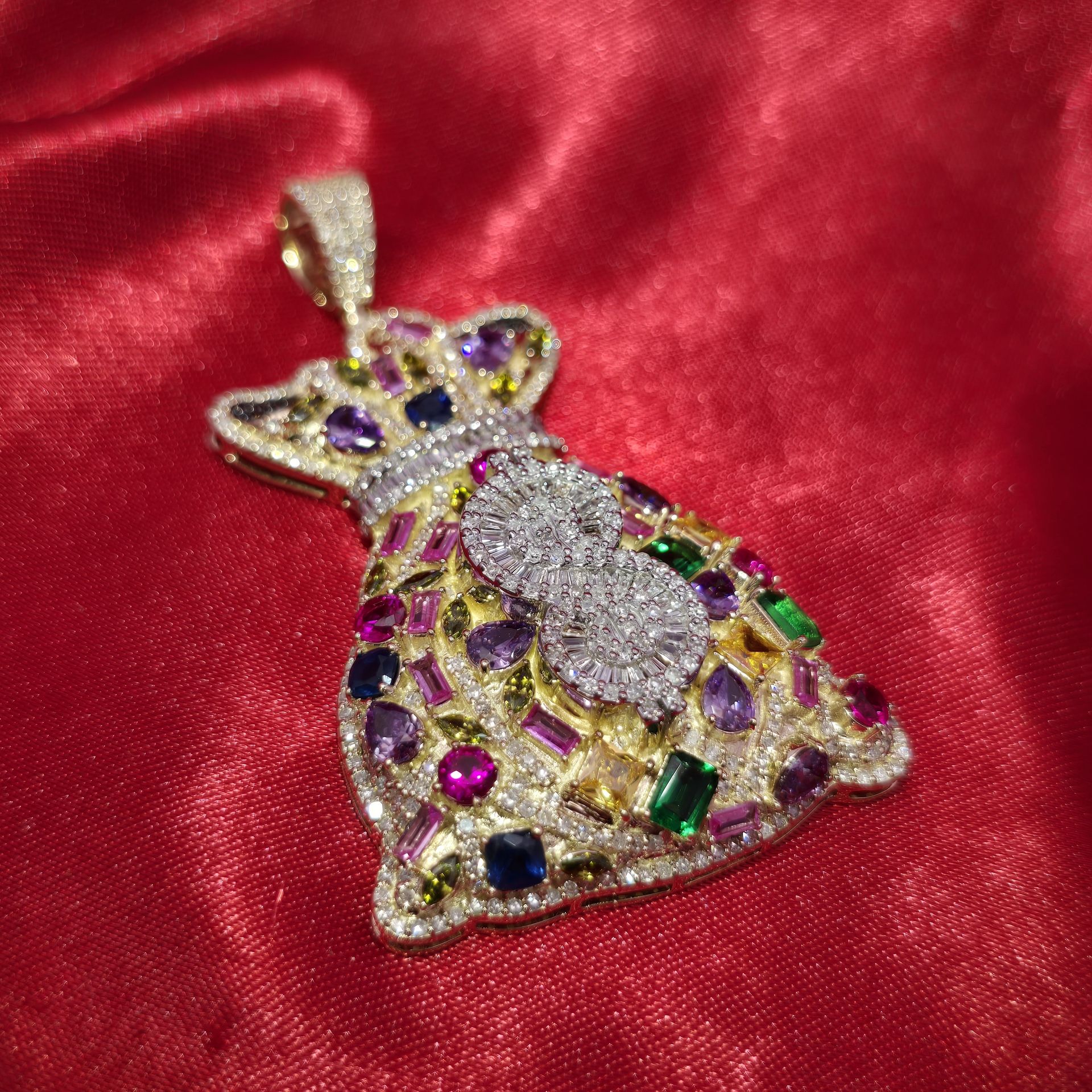 10k Yellow Gold Diamond Money Bag Pendant 2.00 ctw