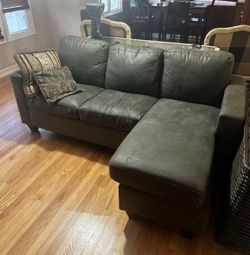 Grey Suede 79” Modern Sectional Sofa with Reversible Chaise