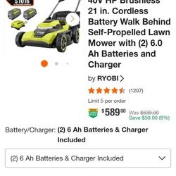 40v Lawnmower Ryobi