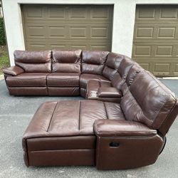Sectional Couch/Sofa - Recliner - Leather - Brown - Delivery Available 🚛