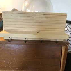Small Wood Shelf With Hooks/ Read Description And Look At The Pictures 