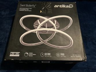 Artika Swirl Butterfly Chrome Integrated Flush Mount Ceiling Light Fixture LED 16 in. 1-Light Modern for Kitchen or Bedroom