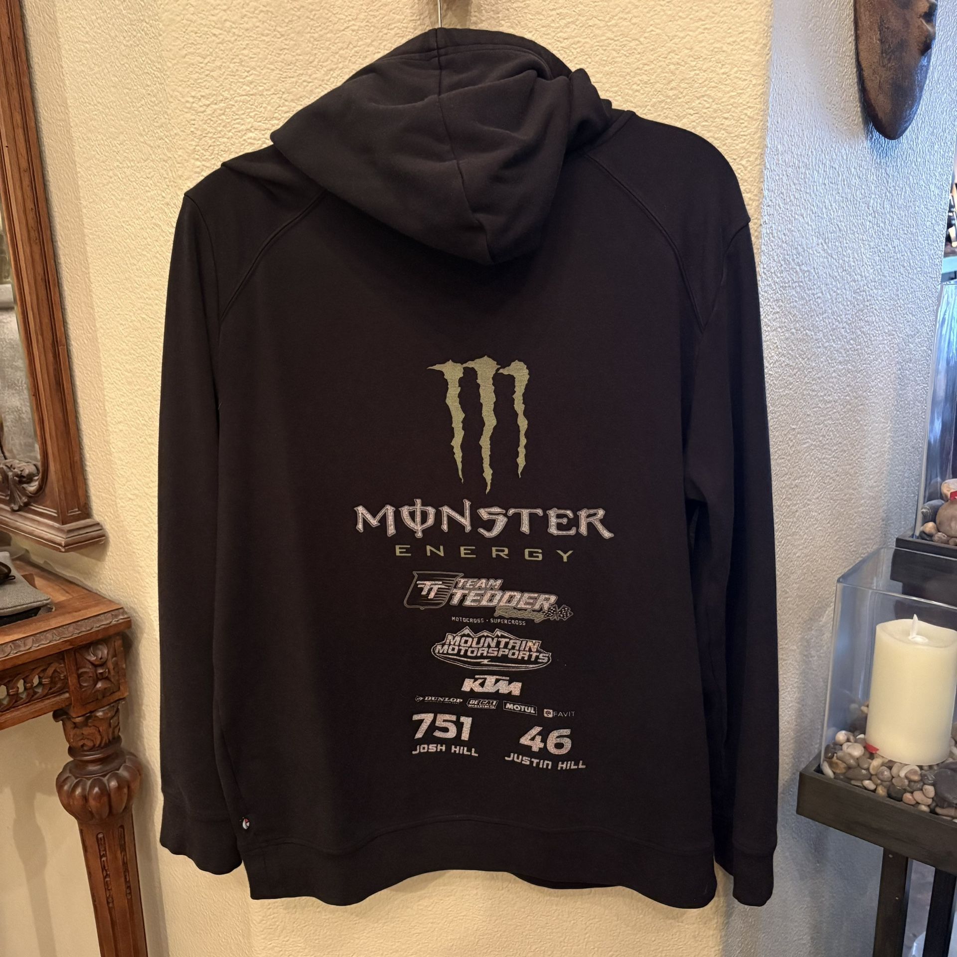 ETHIKA Monster Energy Graphic Black Hoodie Sweatshirt Size Medium