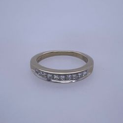 14k White Gold Ring W/0.30TCW Of Princess Cut Diamonds 