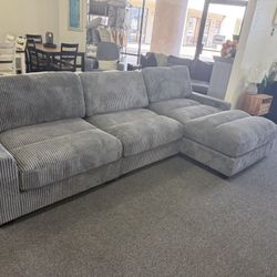 Grey Modular Corduroy Sectional 