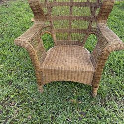 Beautiful Vintage Wood Wicker Rattan Chair Excellent Condition