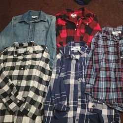 3 Long Sleeve Flanel Shirts And 2 Tunic Shirts Size S (6-7)