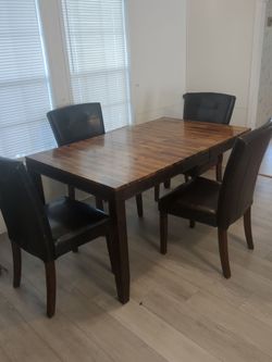 Wood Dining Table with 4 Chairs