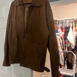 Brown Suede  Leather Jacket Size large. 