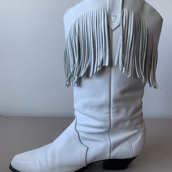 White Fringed Cowboy Boots