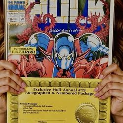 RARE 1993 INCREDIBLE HULK ANNUAL #19 ATOMIC COMICS EXCLUSIVE PACKAGE #299/600 – AUTOGRAPHED + ORIGINAL UNUSED COVER SKETCH + COA